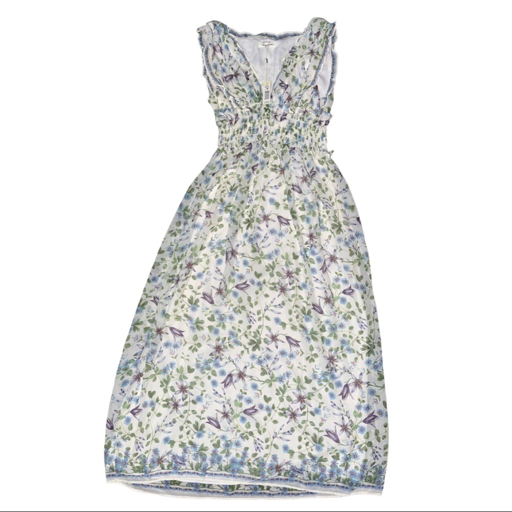 NWT: Max Studio Floral Low Cut Maxi Dress. Size: M (Stretchy). Color: Multi